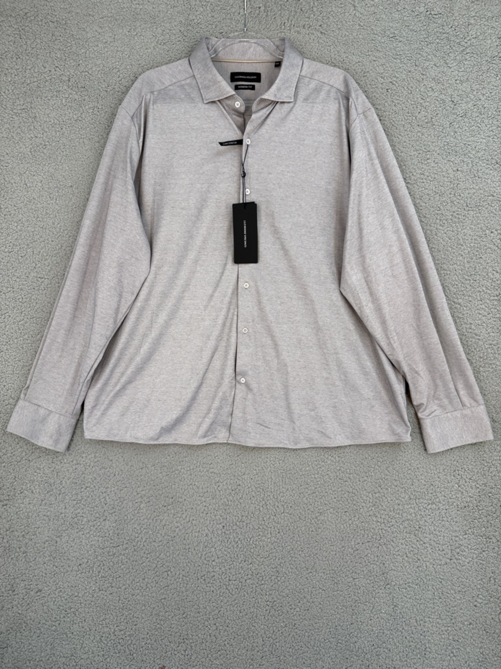 Luchiano Visconti Men's 2XL long sleeve button down shirt Fog Gray 6 Way Stretch